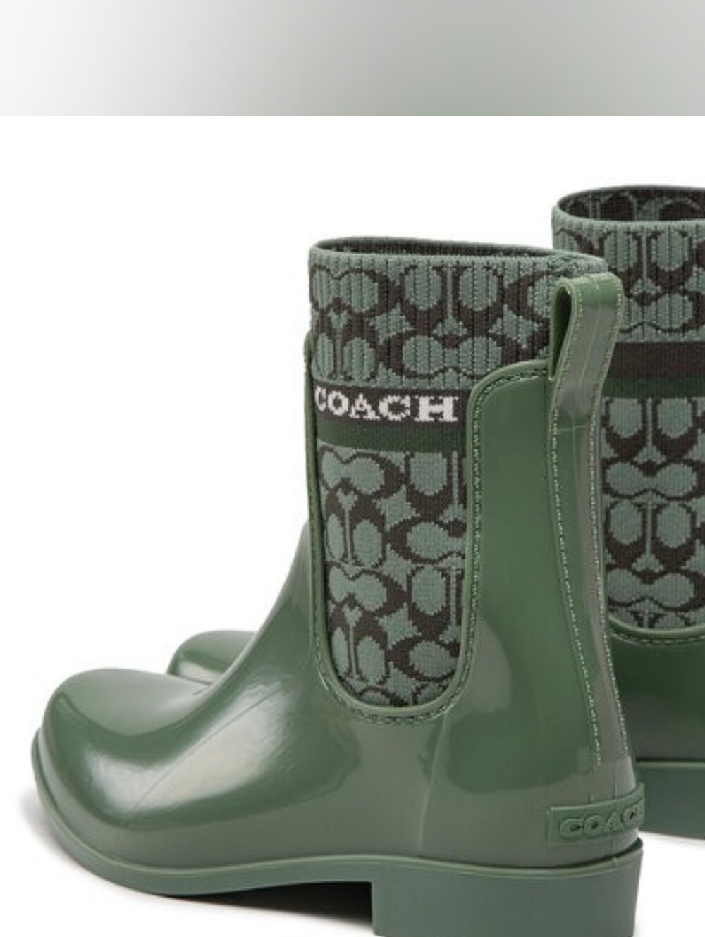 ๐ Coach Rivington Pull-On Olive Rain Boots (Women's Size 5 / Kids' Size 3.5) - Picture 2 of 10